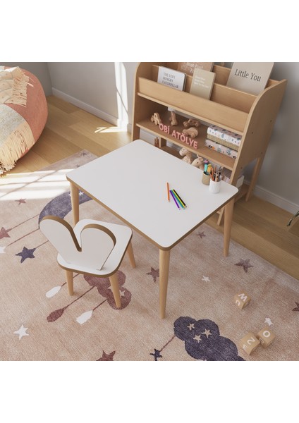 Çocuk Oyun Aktivite Masası 60X45 cm Çocuk Çalışma Masası Masa Sandalye Seti