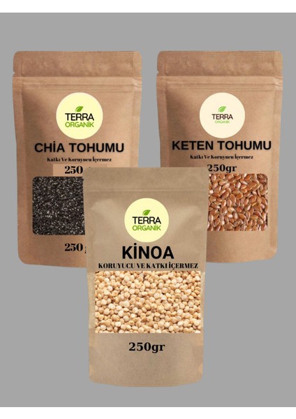 Diyet Seti (250 gr Chia Tohumu, 250 gr Kinoa, 250 gr Keten Tohumu)