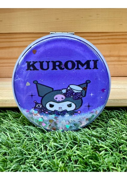 Kuromi Simli Sulu Çanta Aynası Kapaklı El Makyaj Aynası