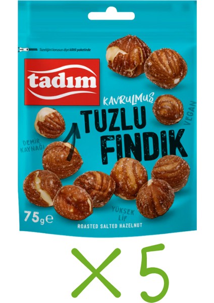 Kavrulmuş Tuzlu Fındık – Taptaze ve Pratik Aç-Bitir Paketler 5 Paket x 75 gr (Toplam 375 Gram)