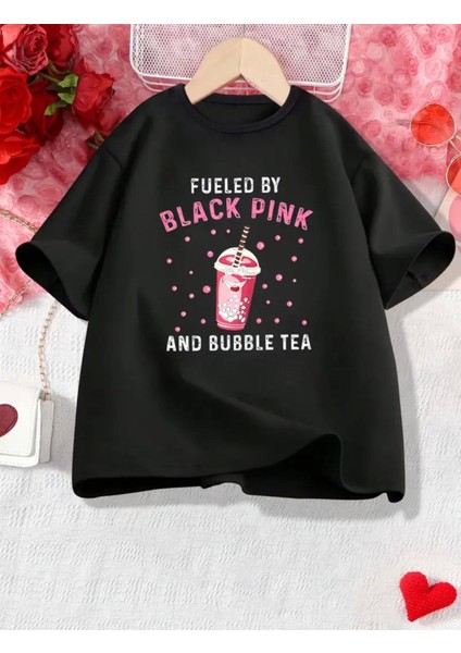 Punıx Kıds Özel Üretim Bubble Tea Baskılı Yeni Stil Kız Çocuk Ter Tutmayan Yazlık T-Shırt