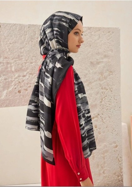 Medine Ipeği Şal Pastel Model Füme Siyah
