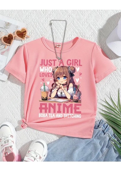 Punıx Kıds Özel Üretim Anime Baskılı Yeni Stil Kız Çocuk Ter Tutmayan Yazlık T-Shırt