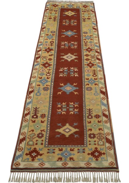 Yeni El Dokuma Nadir Anahtarlı Model Çiçekli Bozalan Milas Yolluk Yün Halı 5669