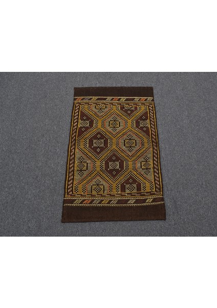 El Dokuması Benzersiz Geometrik Karapınar Yörük Yün Cecim Kilim 5668 fırsatları