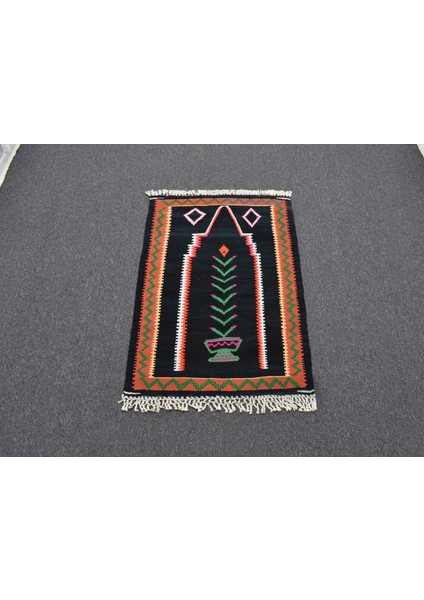 Yeni El Dokuması Benzersiz Bayburt Seccade Siyah Mihraplı Kilim 5667