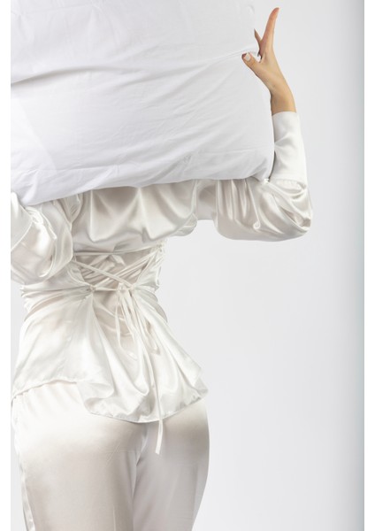 Saten Korse Detaylı Alt-Üst Pijama Takım
