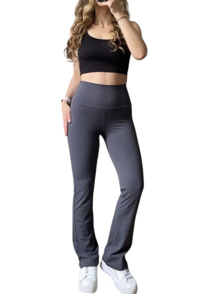 Füme Ispanyol Paça Dalgıç Tayt – Yüksek Bel, Toparlayıcı, Esnek ve Şık Kadın Tayt