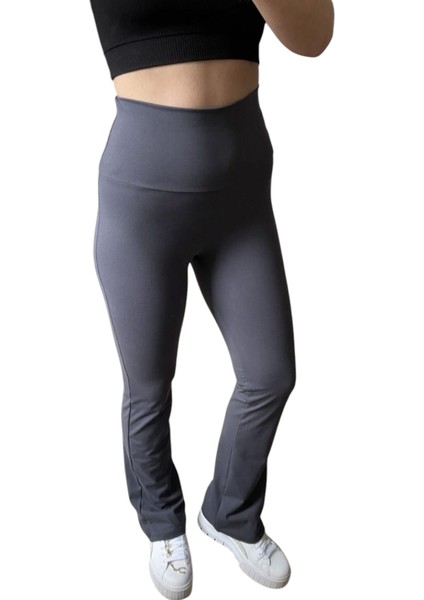 Füme Ispanyol Paça Dalgıç Tayt – Yüksek Bel, Toparlayıcı, Esnek ve Şık Kadın Tayt fırsatları