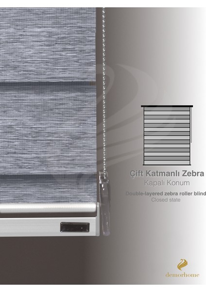 Açık Gri Rengi Bambu Zebra, Mekanize Perde