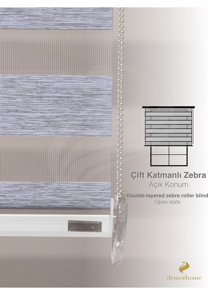 Açık Gri Rengi Bambu Zebra, Mekanize Perde