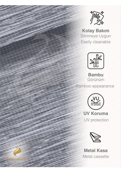 Açık Gri Rengi Bambu Zebra, Mekanize Perde