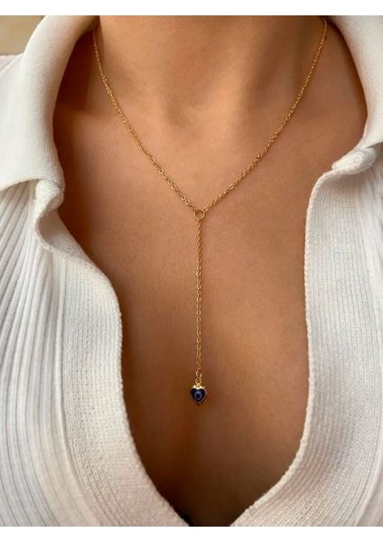 Collection Kalpli Nazar Boncuğu Altın Kaplama Gold Y Kolye Sevgililer Günü Özel
