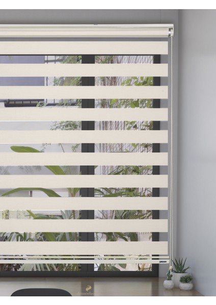 Açık Krem Rengi Bambu Zebra, Mekanize Perde