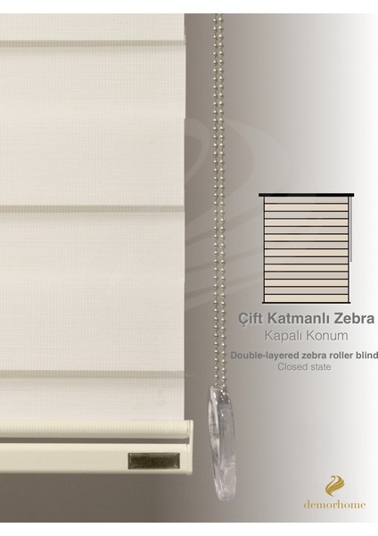 Açık Krem Rengi Bambu Zebra, Mekanize Perde