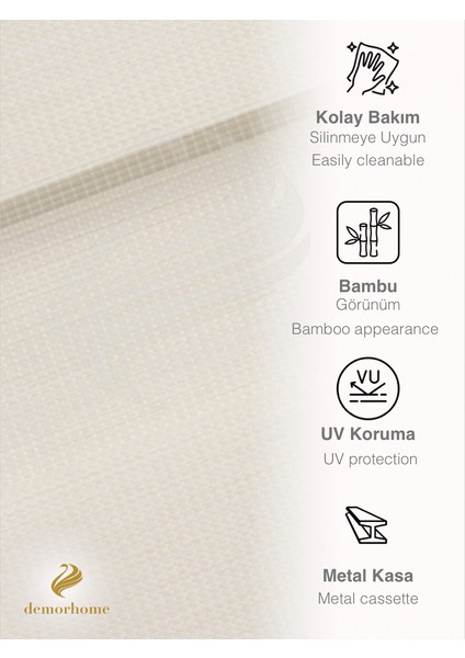 Açık Krem Rengi Bambu Zebra, Mekanize Perde