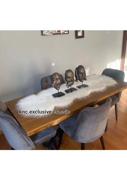 Beyaz Kürklü Peluş Masa Örtüsü Şık Dekoratif Lüks Elegant Modern Dekoratif Runner fırsatları