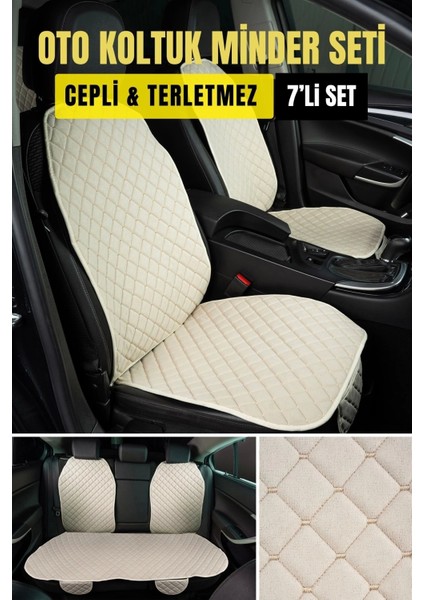 Araba Terletmez Ergonomik Koltuk Minderi (7 Parça) - 5 Koltuk Tam Set (Gri-Gri)