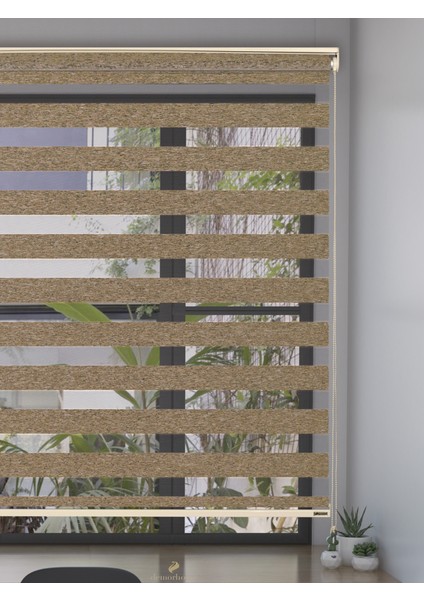 Açık Kahverengi Bambu Zebra, Mekanize Perde