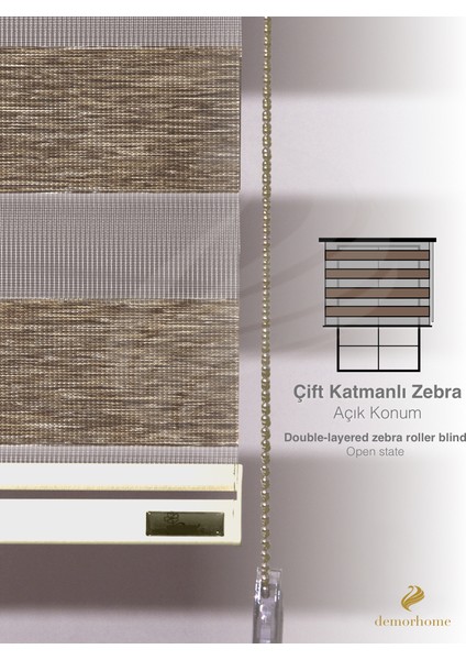 Açık Kahverengi Bambu Zebra, Mekanize Perde