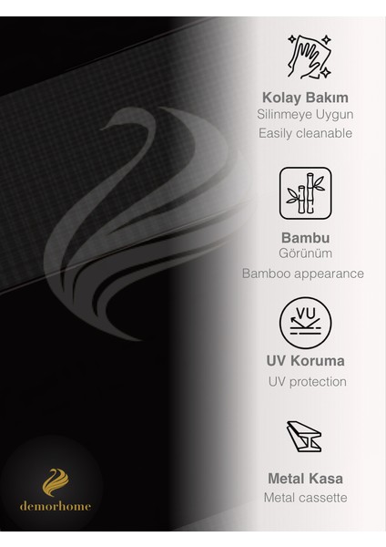 Siyah Bambu Zebra Metal Kasa