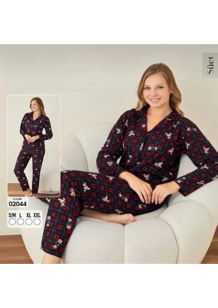 Pamuklu Süet Kadın Pijama Takımı