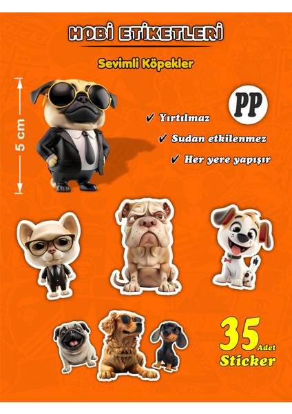 Sevimli Köpekler Hobi Etiket Seti 35 Adet