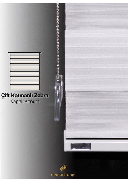 Geniş Pliseli Beyaz Zebra Stor Güneşlik Perde Metal Kasa modelleri