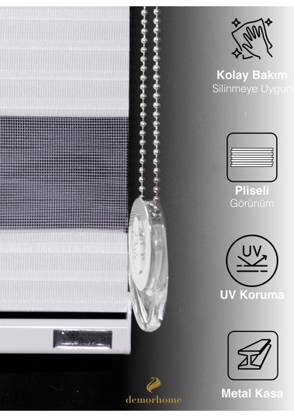 Geniş Pliseli Beyaz Zebra Stor Güneşlik Perde Metal Kasa fırsatları