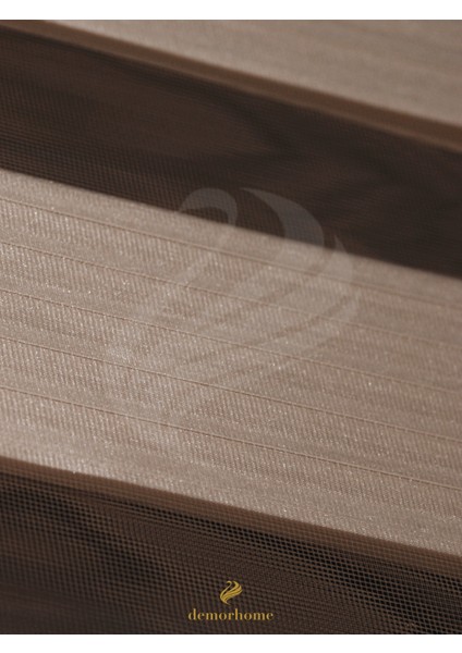 Geniş Pliseli Latte Rengi Zebra Stor Güneşlik Perde Metal Kasa