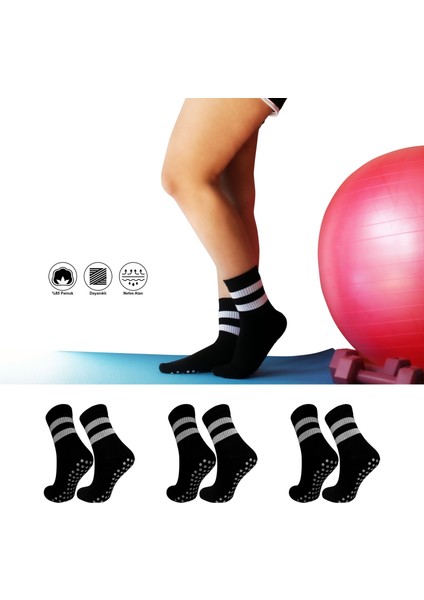 3’lü Kadın Kaydırmaz Tabanlı Pilates, Yoga, Dans ve Fitness Soket KOLEJ Çorap fiyatları