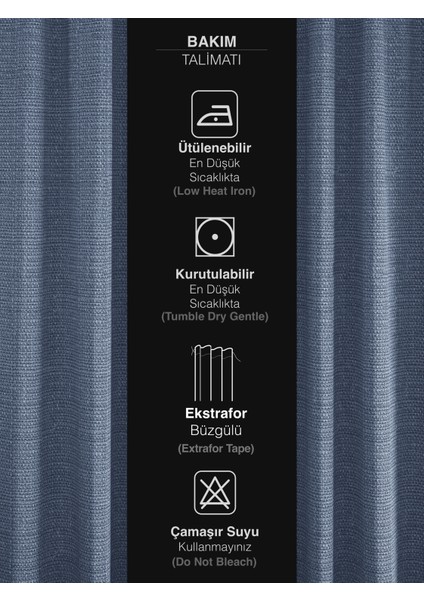 İndigo Rengi Keten Dokulu Fon Perde Ekstrafor Büzgülü indirimleri