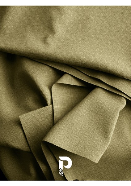 Yağ Yeşili Keten Dokulu Fon Perde Ekstrafor Büzgülü fırsatları