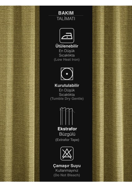 Yağ Yeşili Keten Dokulu Fon Perde Ekstrafor Büzgülü indirimleri