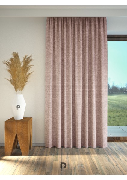 Açık Pembe Keten Dokulu Fon Perde Ekstrafor Büzgülü fiyatları