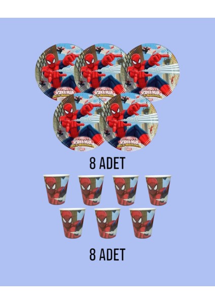 Spiderman Örümcek Adam 8 Kişilik Tabak Bardak Doğum Günü Parti Malzemeleri fiyatları