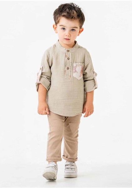 Miniğimin Cicileri Müslin Cepli Erkek Çocuk 2 li takım - Yeşil