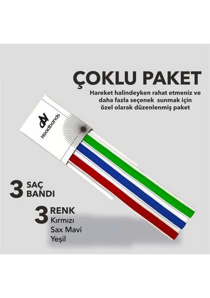 Elastik Kaydırmaz Silikonlu Saç Bandı Headband 3'lü Paket