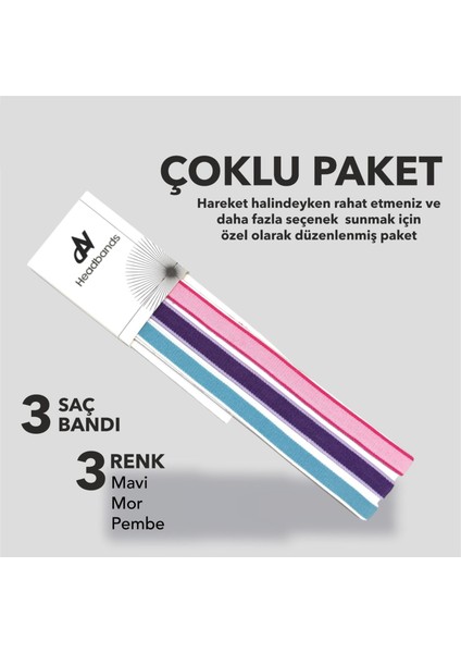Elastik Kaydırmaz Silikonlu Saç Bandı Headband 3'lü Paket