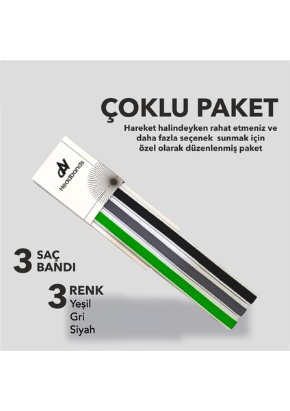 Elastik Kaydırmaz Silikonlu Saç Bandı Headband 3'lü Paket