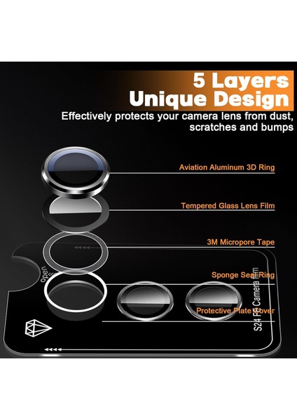 Samsung Galaxy S24 Fe Uyumlu Kamera Koruyucu Görüntü Kalitesini Bozmaz Dayanıklı Safir Lens fiyatları