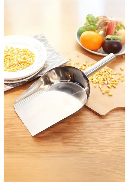 Çelik 19 cm Düz Taban Baharat Kuruyemiş Bakliyat Erzak Küreği CIN984