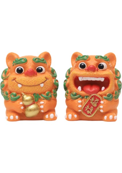 2 Küçük Fortune Heykelleri Şınma Hediye Dekorasyon Turuncu (Yurt Dışından)