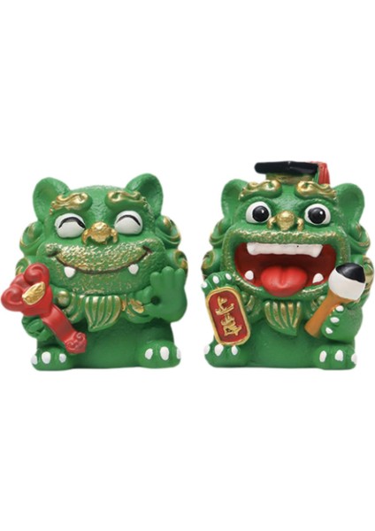 2 Küçük Fortune Heykelleri Şınma Hediye Dekorasyon Yeşil (Yurt Dışından)
