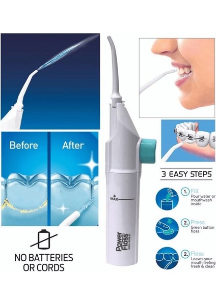 Taşınabilir Portatif Diş Ipi Power Floss | Kolay ve Etkili Diş Temizliği | Su Jeti Teknolojisi ( Lisinya )