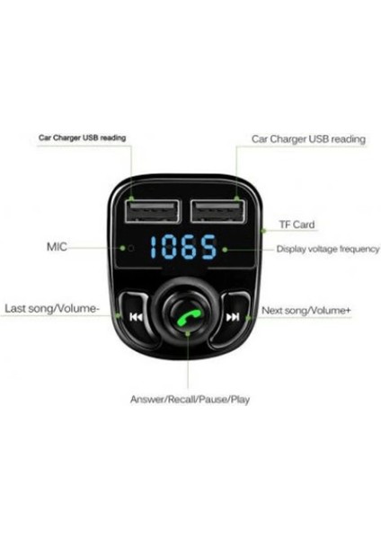 Bluetooth Fm Transmitter Car X8 ( Lisinya )