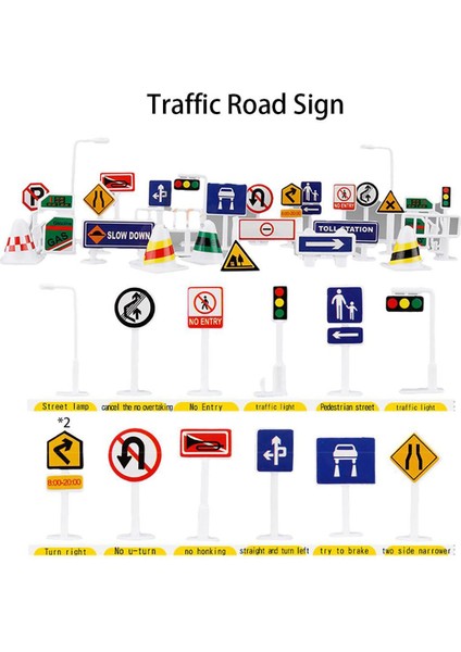 28 Adet Araba Oyuncak Aksesuarları Trafik Yol Işaretleri Çocuk Çocuk Oyuncak Oyunu Öğrenmek Oyna (Yurt Dışından)