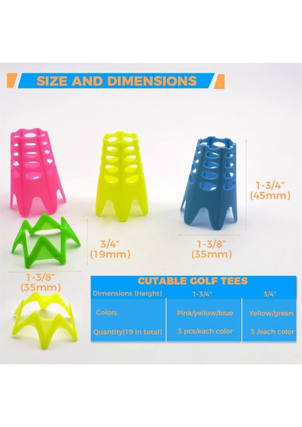 Golf Simülatörü Tees, Çim ve Sürüş Aralığı Için 19 Adet Uygulama Golf Tees Kapalı Tee Golf Eğitim Tees (Yurt Dışından)