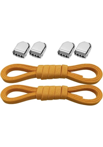 Akıllı Kilitli Ayarlanabilir 1 Çift Hardal Sarı 6 mm Lastik Pratik Bağcık