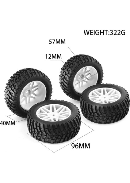 Adet Rc 1/10 Ölçekli Off-Road Araba Lastikleri Lastik ve Tekerlekler Hsp 94166/94107/94106, Beyaz (Yurt Dışından)
